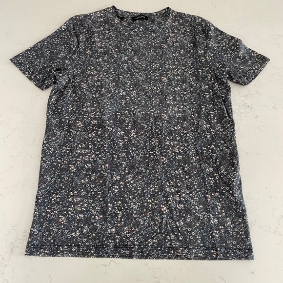 Selected Homme SLHALEX Small Flowers SS Crew Nk T Shirt Blue Wht Brown Sz M NWOT - Picture 2 of 11